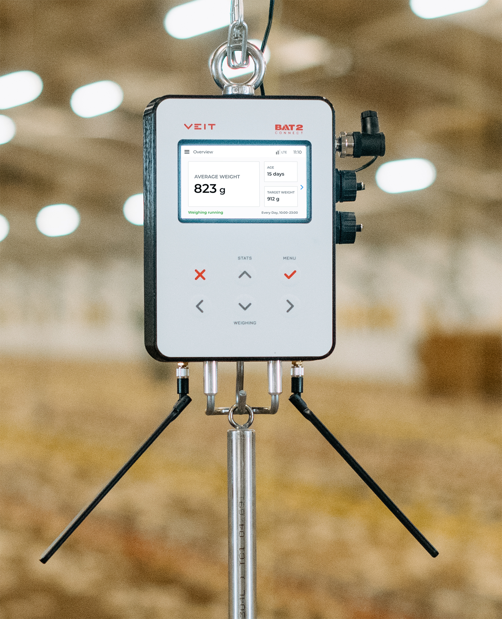 BAT2 Connect automatic bird scale with an internal sensore placed in a poultry house.
